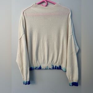 Anthropologie Cashmere Sweater with Blue Dip Dye Accents